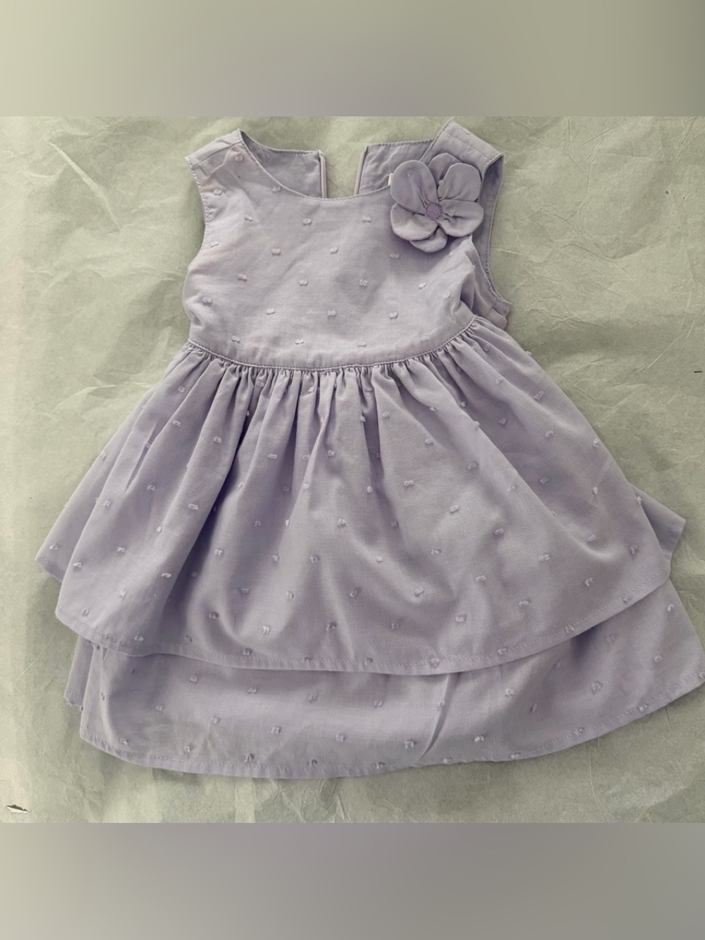 Vintage Gymboree  Baby 3 months Lavender Layered Cotton Dress with Flower Accent